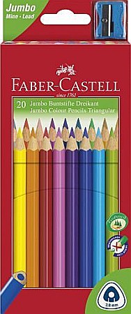 Promoții de Toamnă - Creioane Colorate Jumbo 20 culori + ascutitoare Faber-Castell