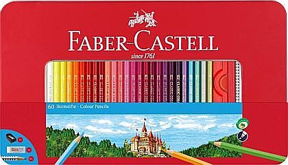 Creioane colorate - Creioane colorate 60 culori cutie metal Faber-Castell