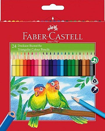 Promoții de Toamnă - Creioane Colorate triunghiulare 24 culori + ascutitoare  Faber-Castell