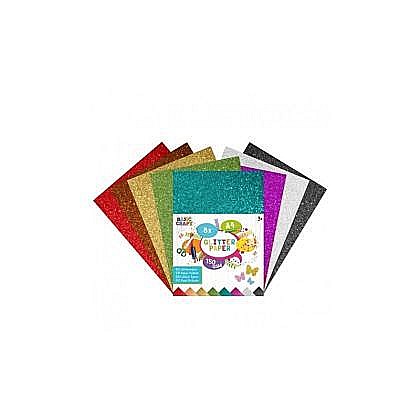 Rechizite școlare - Foi glitter a4 150gr 8/set cr0018