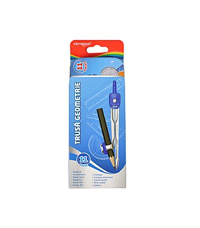Rechizite școlare - Trusa Geometrică Keyroad KR971708 cu 11 Piese Metal (BX12) x9