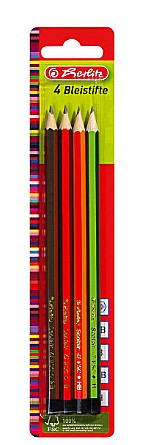 Creioane grafit și ascuțitori - Creion grafit B -2B - H- HB 4 buc / set Herlitz
