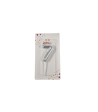 Articole Party - Lumanare aniversara 6 cm argintiu cifra 7