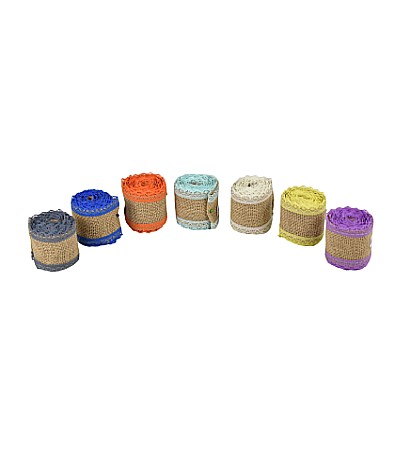 Accesorii creatie panza iuta cu dantela 5cmx2m diverse culori Colorarte [1]