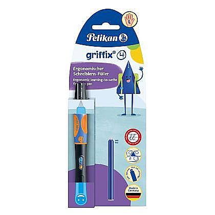 Stilouri școlare - Stilou Pelikan Griffix penita L pentru stangaci Neon Black