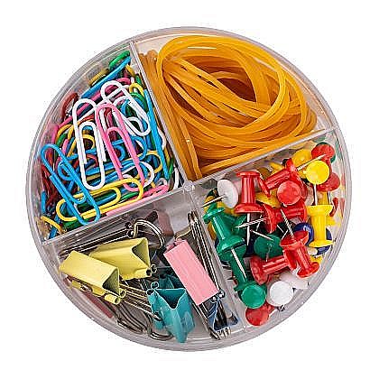Set accesorii birou (agrafe, elastice, clipsuri, ace) Deli [1]