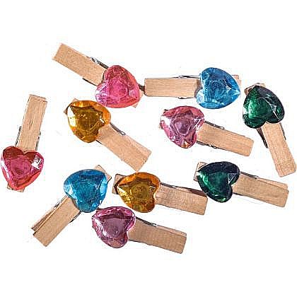 Accesorii craft - Accesorii craft - clame lemn cu inimioare 10/set 137225