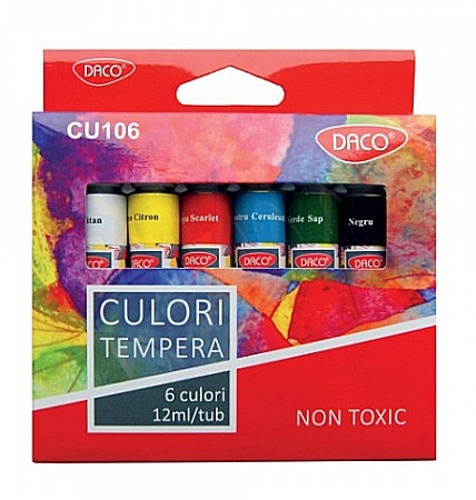 Acuarele școlare și Tempera - Culori tempera 6 culori 12 ml Daco