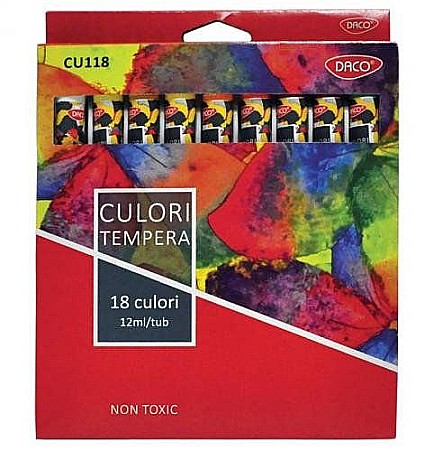 Acuarele școlare și Tempera - Culori tempera 18 culori 12 ml Daco