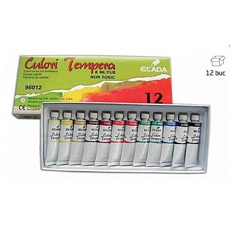 Acuarele școlare și Tempera - Culori tempera 12 culori Ecada
