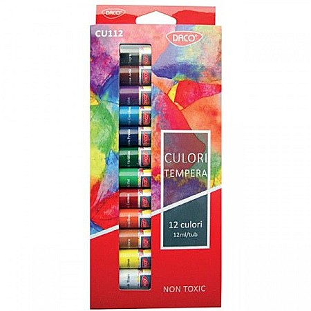 Acuarele școlare și Tempera - Culori tempera 12 culori 12 ml Daco