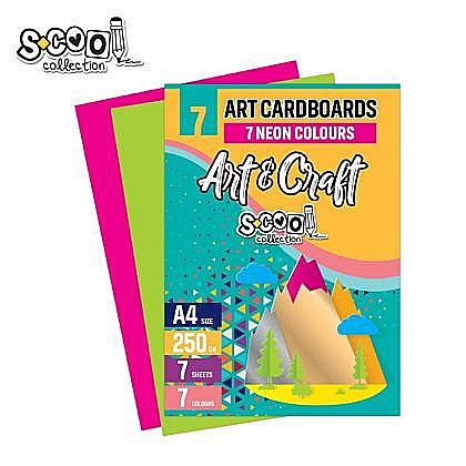 Rechizite școlare - Carton color a4, 250g, 7 coli, 7 culori neon/set sc1806