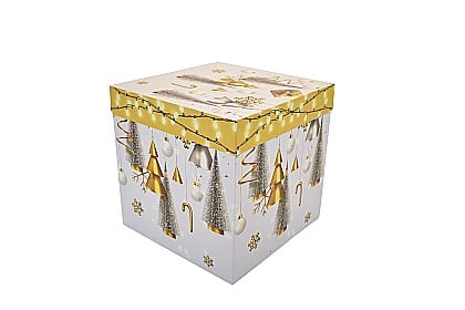 Accesorii pentru impachetat - Cutie cadou,motiv craciun,22x22x22cm b0785