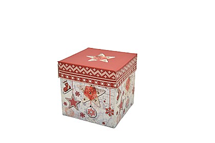 Promoții de Toamnă - Cutie cadou,motiv craciun,10x10x10cm b0775