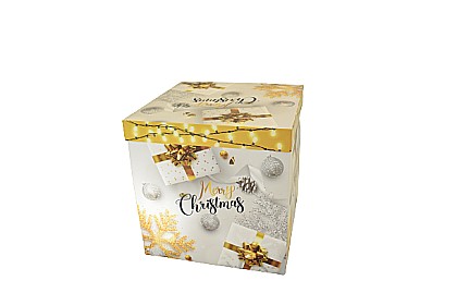 Accesorii pentru impachetat - Cutie cadou,motiv craciun,30x30x30cm b0786