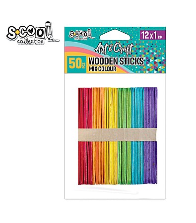 Artă și creativitate - Accesorii craft-betisoare lemn color 11.4x1cm 50/set sc1935