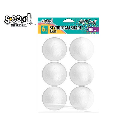 Artă și creativitate - Accesorii craft-bile polistiren 80mm 6buc/set sc1996
