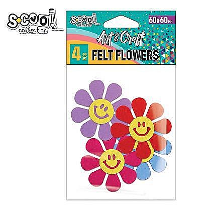 Artă și creativitate - Accesorii craft-floricele fetru 60x60mm 4buc/set sc1978
