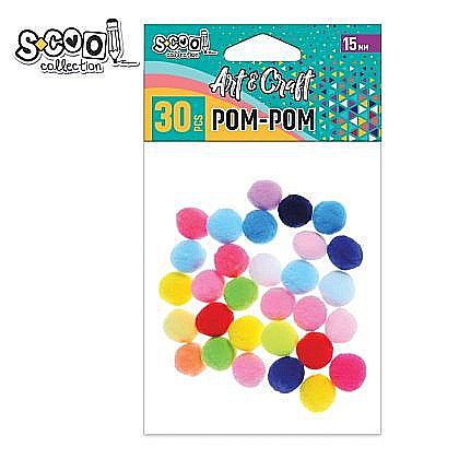 Artă și creativitate - Accesorii craft-pom-pom 15mm 30buc/set sc1993
