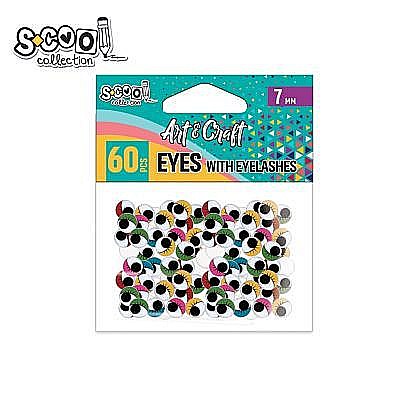 Artă și creativitate - Accesorii craft-ochisori color cu gene 7mm 60buc/set sc2030