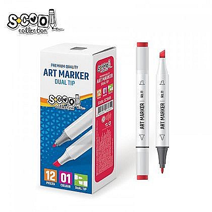 Rechizite școlare - Marker 2 capete 6mm/3mm rosu sc1845