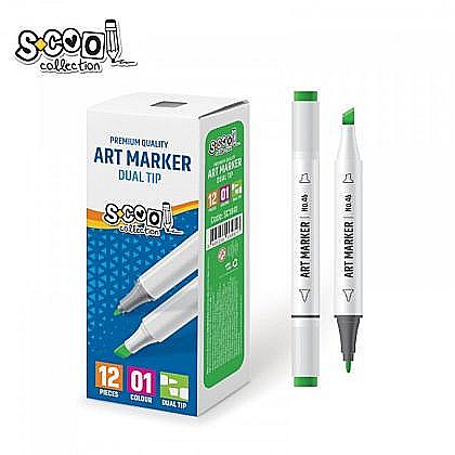 Rechizite școlare - Marker 2 capete 6mm/3mm verde deschis sc1841