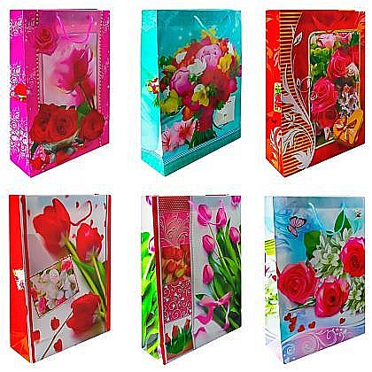 Accesorii pentru impachetat - Punga cadou cu flori 32x44x11cm flo-l 164