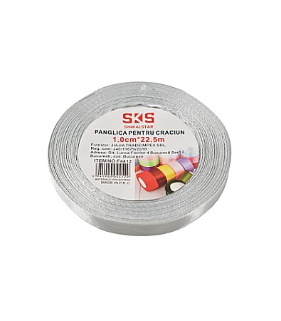 Accesorii pentru impachetat - Panglica 1.0cmx22.5m argintiu f4412