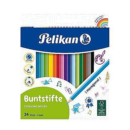 Rechizite școlare - Creioane Color Lac, 24 Culori, Pelikan 724013