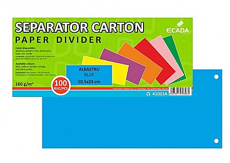 Alonje și separatoare bibliorafturi - Separator carton 10.5x24 cm 160g 100/set albastru Ecada