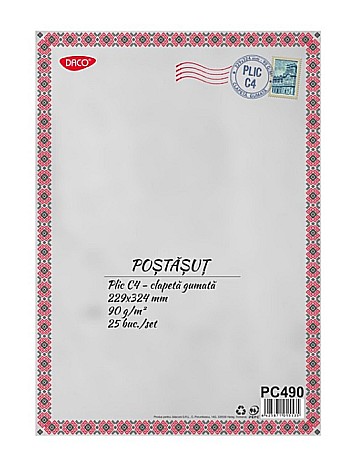 Birotică și accesorii birou - Plic c4 gumat daco 25/set pc490