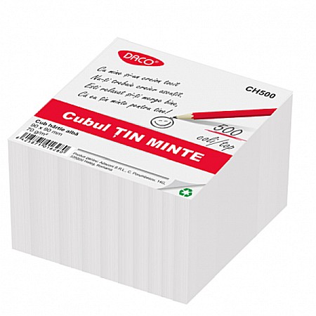Papetărie și articole din hârtie - Cub hartie alb 9x9cm 500 coli daco ch500