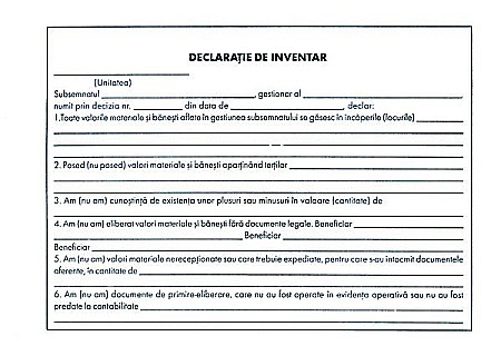 Tipizate și registre - Declaratie de inventar