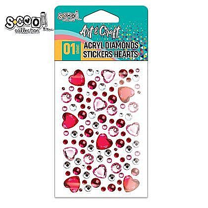 Artă și creativitate - Accesorii craft inimioare acril autoadezive s-cool sc2412