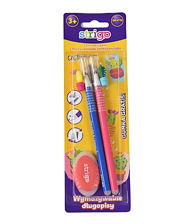 Rechizite școlare - Set strigo 2 pixuri cerneala +radiera ssc164+ssc086