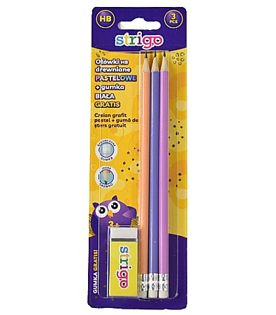 Instrumente de scris - Set 3 creioane strigo hb pastel+radiera ssc150+ssc102