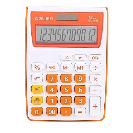 Birotică și accesorii birou - Calculator buzunar 12dig alb-portoc 1122 deli dle1122o+++