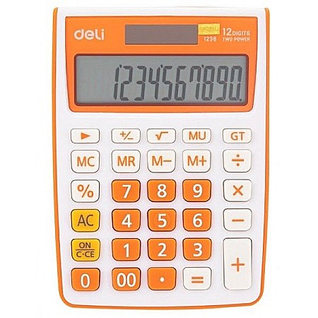 Instrumente și accesorii birou - Calculator birou 12dig alb-portocaliu 1238 deli dle1238o+++