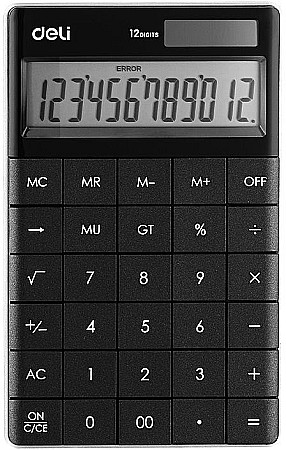 Birotică și accesorii birou - Calculator birou 12dig modern negru deli dle1589p+++