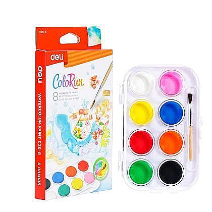 Rechizite școlare - Acuarele 8 culori 28mm economy deli dlec20-8