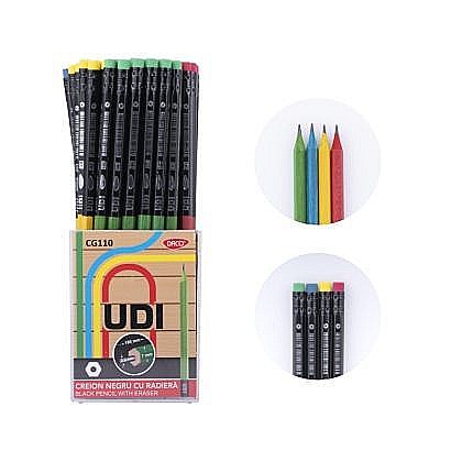 Rechizite școlare - Creion negru cu radiera udi daco cg110