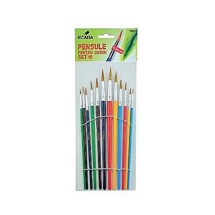 Acuarele și pensule școlare - Pensula 12 buc /set Ecada