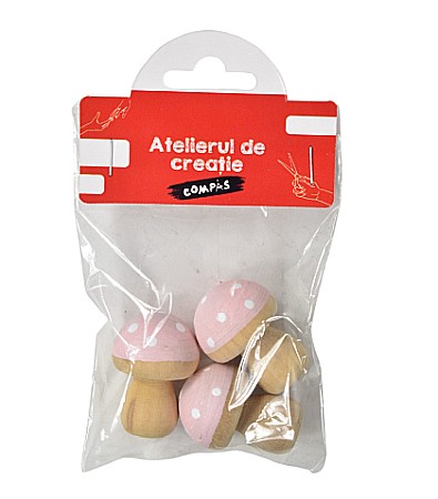 Artă și creativitate - Set 3 ciuperci decorative din lemn 3cm