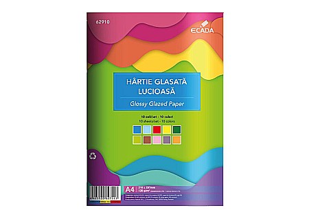 Hârtie pentru lucru manual - Hartie glasata lucioasa 10 file/set Ecada