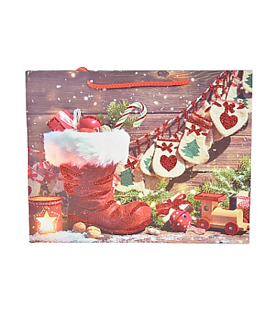 Accesorii pentru impachetat - Punga cadou hartie cu motive de craciun 39* e5504