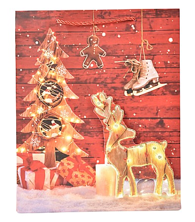 Accesorii pentru impachetat - Punga cadou hartie motive craciun 26*32*10cm e5530