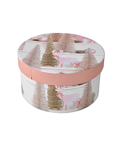 Cutii pentru cadouri - Cutie cadou rotunda cu bradut 17*17*9cm b2978