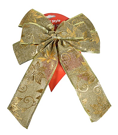 Decorațiuni și articole de Crăciun - Fundita decorativa craciun aurie 22x29cm 6927016