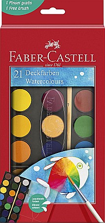 Acuarele școlare și Tempera - Acuarele 21 culori 30mm + pensula 2023 Faber-Castell