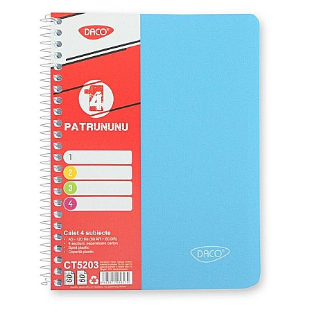 Caiete matematică - Caiet A5 120 file (60 dictando + 60 matematica) 4 subiecte Daco
